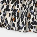 Family Matching Black Splice Leopard Off Shoulder Crisscross Front Short-sleeve Dresses and T-shirts Sets Black image 5