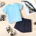 2pcs Baby Boy 100% Cotton Shorts and Cartoon Dinosaur Print Short-sleeve T-shirt Set Color block image 2