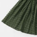 Family Matching Army Green Swiss Dots Cross Wrap V Neck Short-sleeve Dresses and Color Block T-shirts Sets Army green
