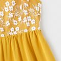 Family Matching Lace Splice Yellow Cami Dresses and Ombre Short-sleeve Shirts Sets Yellow