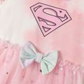 Superman Baby Girl Flutter-sleeve Glitter Stars Mesh Romper Pink