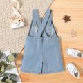 Baby Girl Button Design Ripped Denim Overalls Shorts Blue image 2