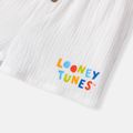 Looney Tunes 100% Cotton Crepe Baby Boy/Girl Button Front Graphic Short-sleeve Top and Shorts Set White image 5