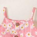 2-Pack 100% Cotton Baby Girl Allover Floral Print Button Front Cami Dresses Set Multi-color