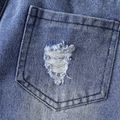 Kid Girl Leopard Print Patch Ripped Denim Jeans Blue
