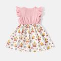 Loonry Tunes طفلة صغيرة من القطن بنسبة 100٪ فيونكة تصميم فستان بأكمام رفرفة زهري image 3