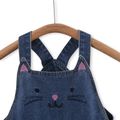 Toddler Girl Cat Embroidered Denim Rompers Light Blue