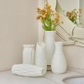 vaso de flores de plástico branco aparência de cerâmica vaso de decoração inquebrável de estilo geométrico para decoração de mesa de escritório em casa de flores Branco
