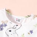 Baby Girl Allover Rabbit Print White Long-sleeve Dress White