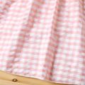 Kid Girl Faux-two Bowknot Design Plaid Splice Short-sleeve Dress Mauve Pink image 4
