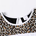 Kid Girl Leopard Print Colorblock Bowknot Design Sleeveless Rompers lighttan image 3