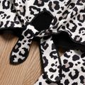 2pcs Kid Girl Leopard Print Tie Dyed Short-sleeve Tee and Leggings Set Black