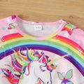 Kid Girl Unicorn Rainbow Butterfly Print Pullover Sweatshirt Pink image 3