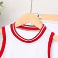 2pcs Kid Boy Letter Number Print Tank Top and Shorts Sporty Set White