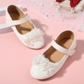 Toddler / Kid Faux Pearl Lace Floral Decor Mary Jane Shoes White