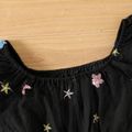 Kid Girl Stars Sequined Mesh Design Off Shoulder Dress Black