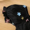 Kid Girl Stars Sequined Mesh Design Off Shoulder Dress Black