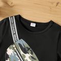 2-teiliges Set mit Kurzarm-T-Shirt und Shorts für Kinder und Jungen mit Camouflage-Taschendruck schwarz