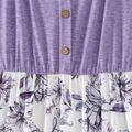 Family Matching Allover Floral Print Spliced Purple Cami Dresses and Short-sleeve T-shirts Sets Purple