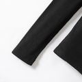 2pcs Kid Girl Cold Shoulder Long-sleeve Black Tee and Pocket Design Paperbag Pants Set Black