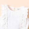 2pcs Toddler Girl Ruffled Sleeveless White Tee and Button Design Black Skirt Set BlackandWhite image 3
