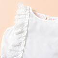 2pcs Toddler Girl Ruffled Sleeveless White Tee and Button Design Black Skirt Set BlackandWhite image 4