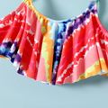2pcs Toddler Girl Tie Dyed Ruffled Camisole and Briefs Swimsuit Set Colorful