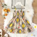 Toddler Girl Boho Exotic Allover Print Smocked Slip Dress Yellow