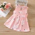 100% Cotton Baby Girl Peter Pan Collar Floral Print Tank Dress Light Pink image 2