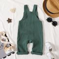 100% Cotton Crepe Baby Boy Solid Overalls with Pocket blackishgreen