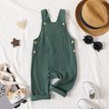100% Cotton Crepe Baby Boy Solid Overalls with Pocket blackishgreen image 1