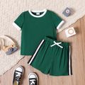 2 unidades Criança Menino Costuras de tecido Avant-garde conjuntos de camisetas verde escuro image 1