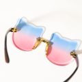Kids Cartoon Cat Shape Rimless Decorative Glasses (With Glasses Case) Blue image 2