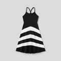 Family Matching Black & White Spliced Cami Dresses and Short-sleeve Polo Shirts Sets BlackandWhite image 3