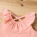Toddler Girl Solid Color Flounce Crisscross Back Camisole Pink