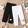 Kid Girl Animal Panda Doll Design Elasticized Leggings White