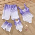 Family Matching Purple Ombre Drawstring One-Piece Swimsuit and Swim Trunks Shorts Purple