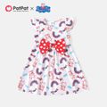 Peppa Pig 2pcs Toddler Girl Polka Dots Tee & Shorts Set/ Rainbow Print Bowknot Design Flutter-sleeve Dress ColorBlock
