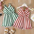 Trendy Kid Girl Bowknot Decor Strip Rompers Red