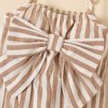 Baby Girl 100% Cotton Solid/Striped/Floral Print Sleeveless Spaghetti Strap Bowknot Romper Khaki