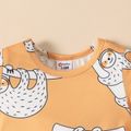 Baby Boy Allover Cartoon Animal Print Short-sleeve Jumpsuit KHAKI image 4