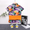 2pcs Toddler Boy Camouflage Print Coloblock Lapel Collar Short-sleeve Shirt and Shorts Set Multi-color image 2