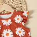 Toddler Girl Floral Print Flutter-sleeve Tee Brown