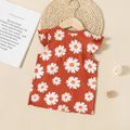 Toddler Girl Floral Print Flutter-sleeve Tee Brown
