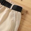 Kid Girl Casual Belted Ant Satin Fabric Elasticized Shorts Beige