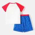Justice League 2pcs Kid Boy Figure Print Short Raglan Sleeve Tee and Shorts Set Red
