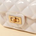 Kids Geometry Lingge Quilted Faux Pearl Handle Chain Satchel Bag White