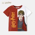 Kurzarm-T-Shirt mit Harry-Potter-Kind-Jungen-Buchstabenfigurendruck in Farbblock-Optik rot-Weiss