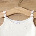 2pcs Baby Girl Knitted Floral Applique Camisole and Striped Flared Pants Set Pink