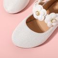 Toddler / Kid Faux Pearl Floral Decor Textured Mary Jane Shoes White image 4